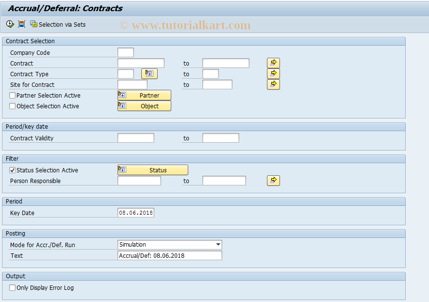 SAP TCode RERAALCN - Accrual/Deferral: Contracts