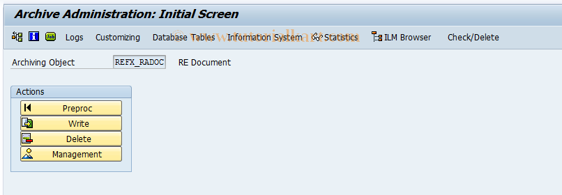 SAP TCode RERADOCAR - Archive RE Documents