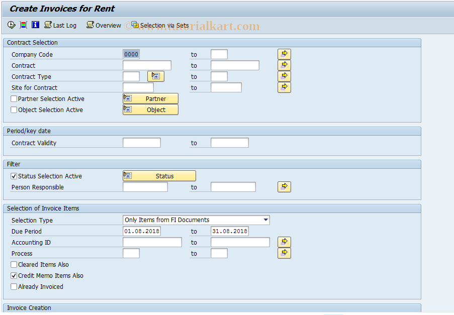 SAP TCode RERAIV - Create Invoices