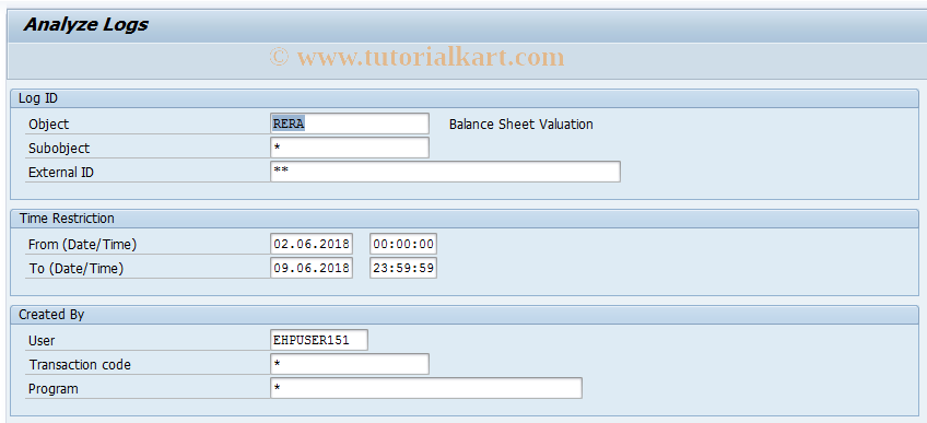 SAP TCode RERALA - Analyze Logs