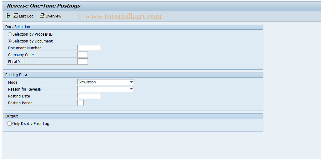 SAP TCode RERAOPRV - Reversal of One-Time Posting