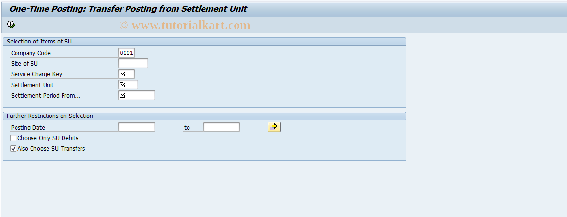 SAP TCode RERAOPSUTP - One-Time Posting: Transfer for SU