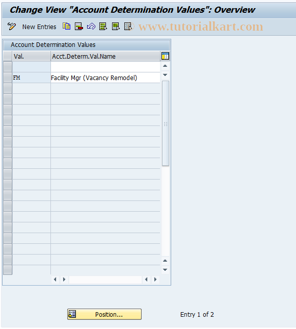 SAP TCode RERAZA - Account determination values