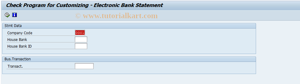 SAP TCode RERFVICUP8 - Check Prog Customizing Bank Statemnt