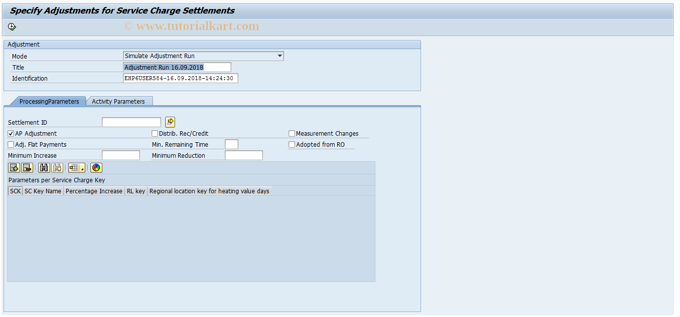 SAP TCode RESCAJ - Specify Adjustments for SCS