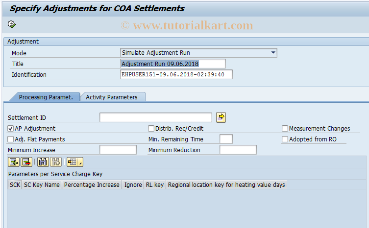SAP TCode RESCAJCO - Adjustment for COA Settlement