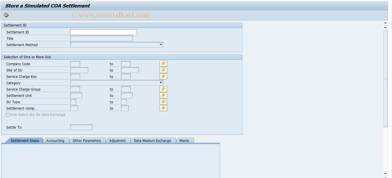 SAP TCode RESCFIXCO - Store a COA Settlement