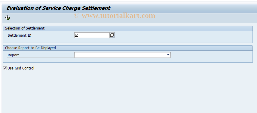 SAP TCode RESCIS - Report for Service Charge Settlement