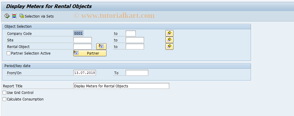 SAP TCode RESCMPRO - Display Meters for Rental Objects