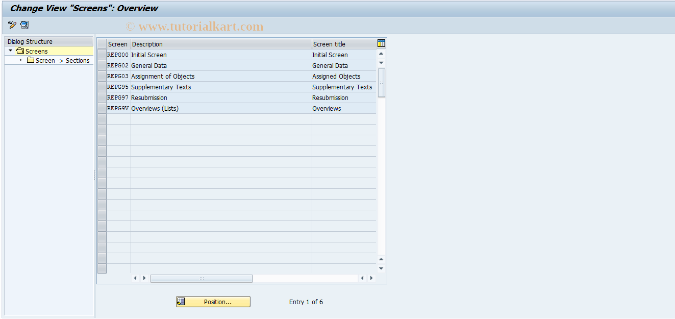 SAP TCode RESCPG0005 - PG: Screens