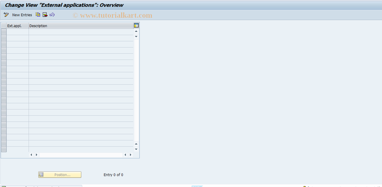 SAP TCode RESCPG0017 - PG: External Applications