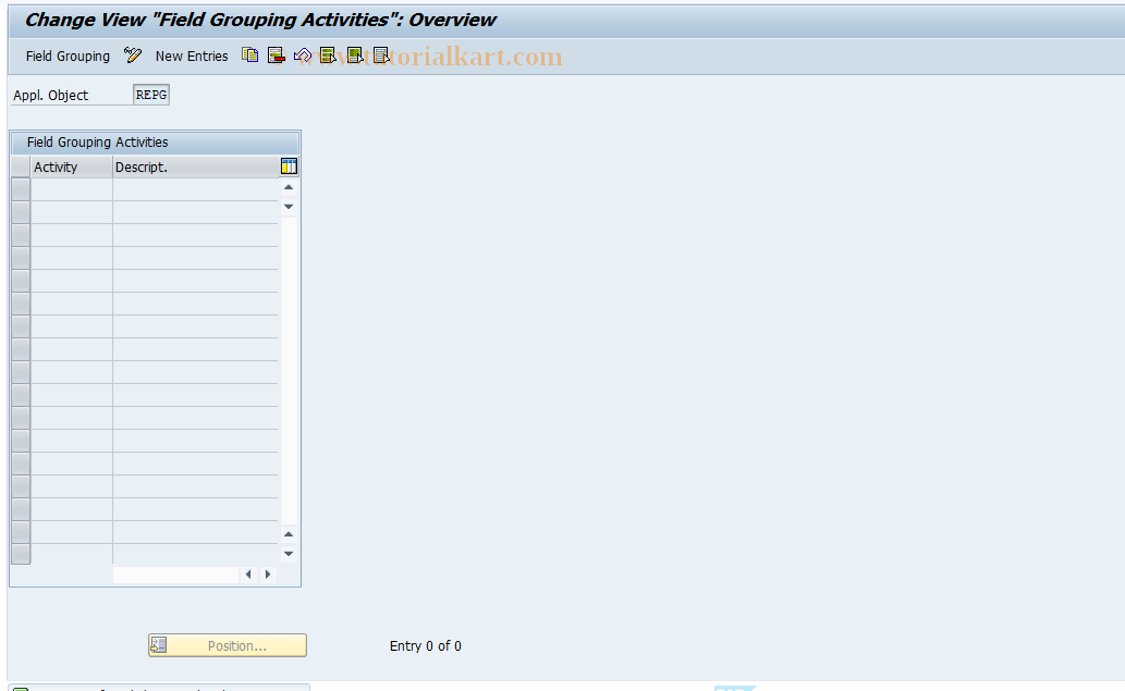 SAP TCode RESCPG0019 - PG: Field Mod. per Activity (Control)