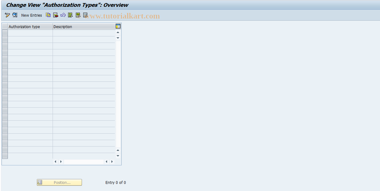 SAP TCode RESCPG0102 - PG: Authorization Types