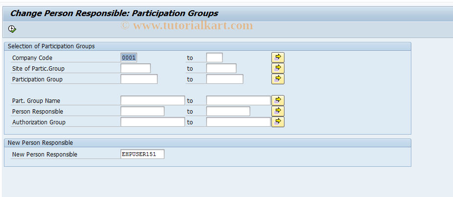 SAP TCode RESCPGRP - Change Pers.Resp: Particip. Groups