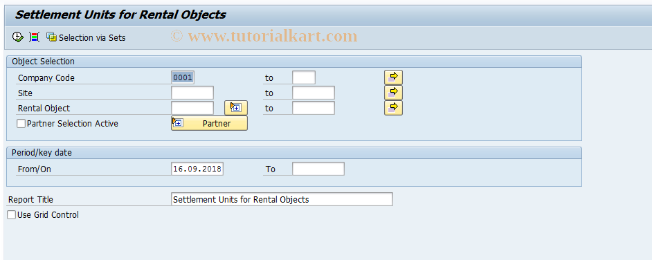 SAP TCode RESCROSU - Settlement Units for Rental Objects