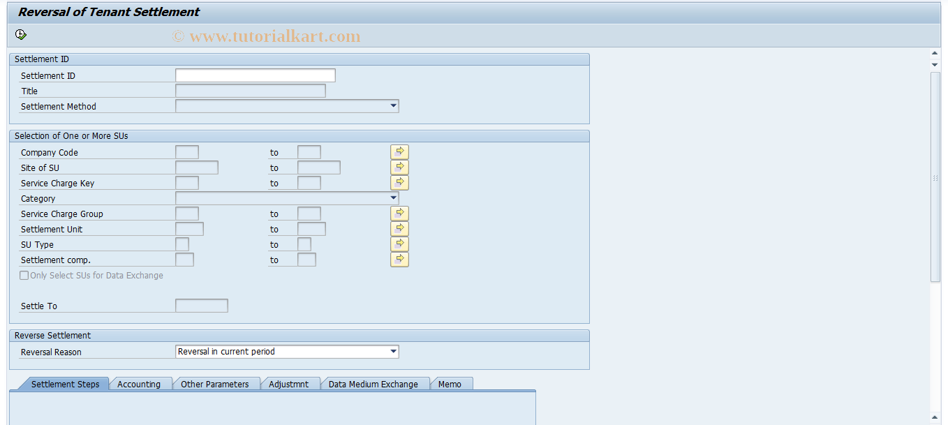 SAP TCode RESCRVTN - Reversal of Tenant Settlement