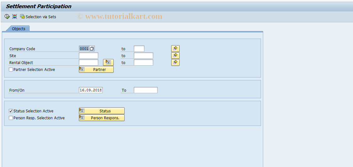 SAP TCode RESCSP - Settlement Participation