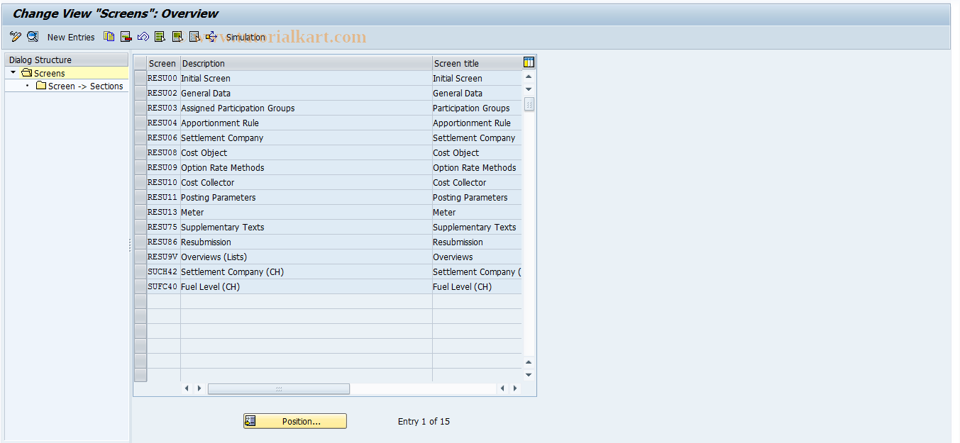 SAP TCode RESCSU0005 - SU: Screens