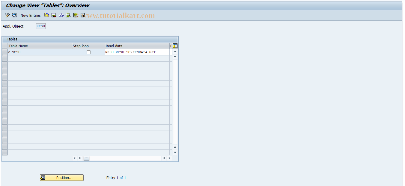 SAP TCode RESCSU0016 - SU: Tables