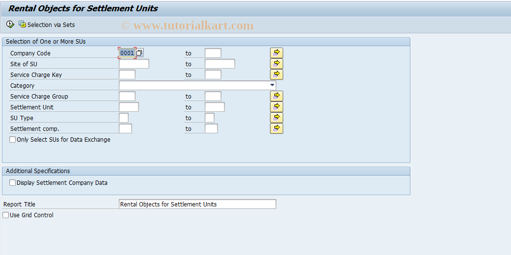 SAP TCode RESCSURO - Rental Objects for Settlement Units