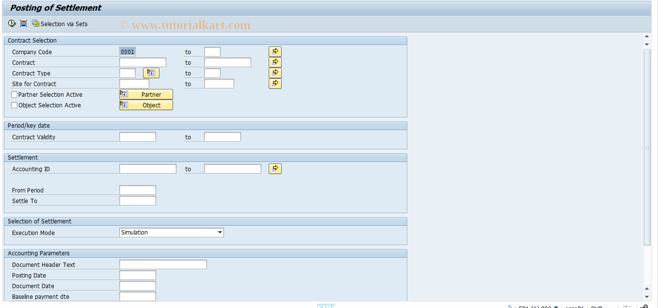 SAP TCode RESRBC - Posting of Settlement