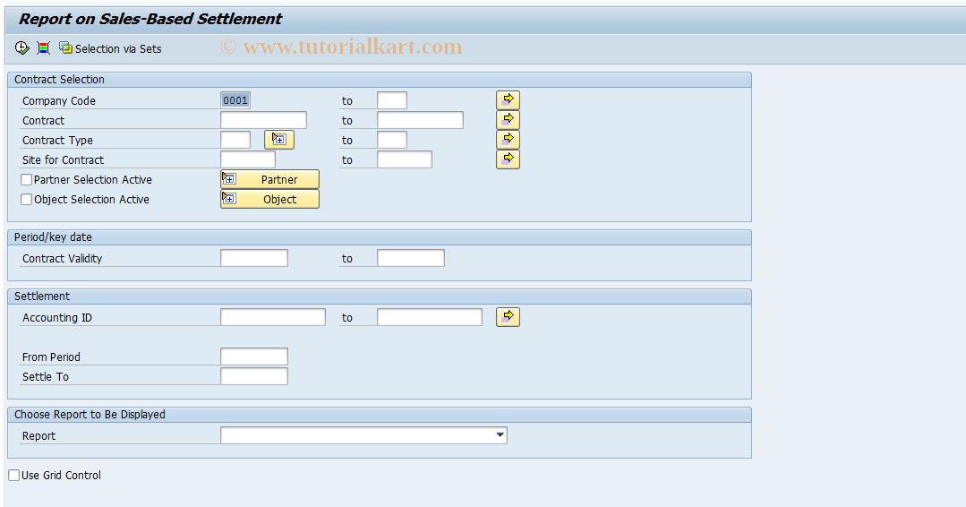 SAP TCode RESRIS - Report on Sales-Based Settlement