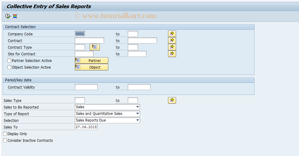 SAP TCode RESRRP - Collective Entry of Sales Reports