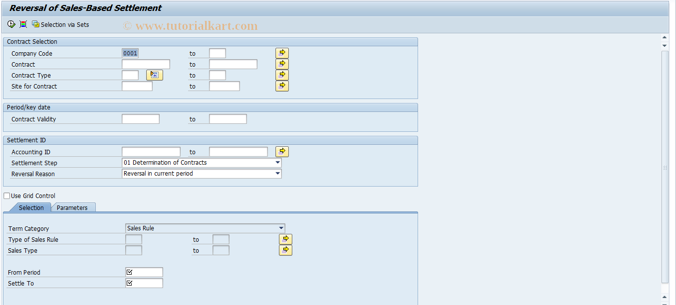 SAP TCode RESRRV - Reversal of Sales-Based Settlement