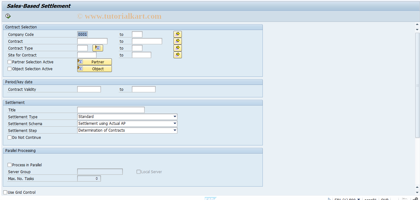 SAP TCode RESRSETASK - Sales-Based Settlement