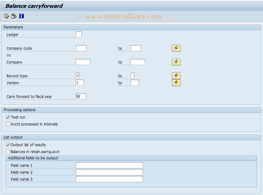 SAP TCode RETAIL_GVTR - Balance C/F Retail Ledger