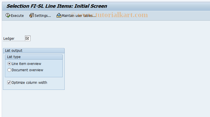 SAP TCode RETAIL_ITEMS - Line Items Retail Ledger