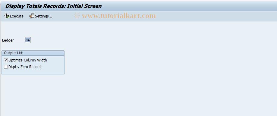 SAP TCode RETAIL_TOTALS - Retail Ledger:Display Totals Records