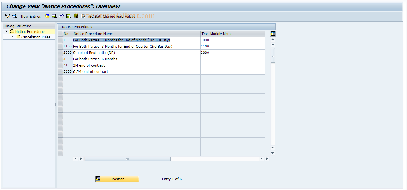 SAP TCode RETMZG - Notice Procedures