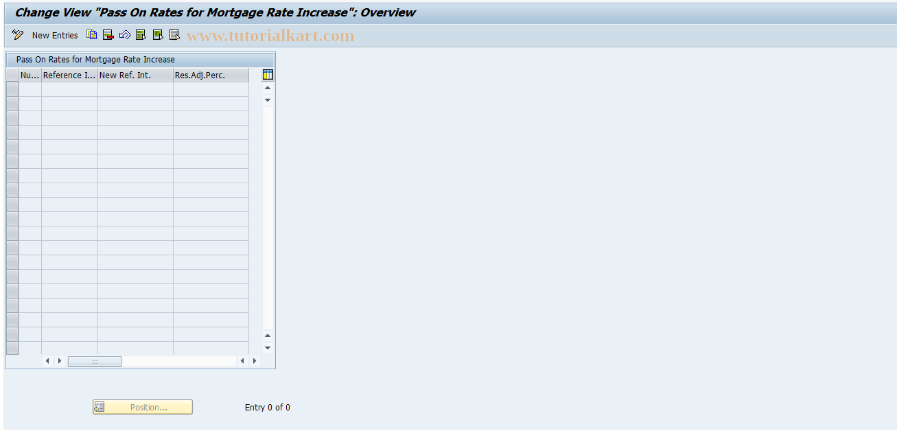 SAP TCode REXCAJMGRCH01 - Maintain Pass On Rates for Mrtg Rate