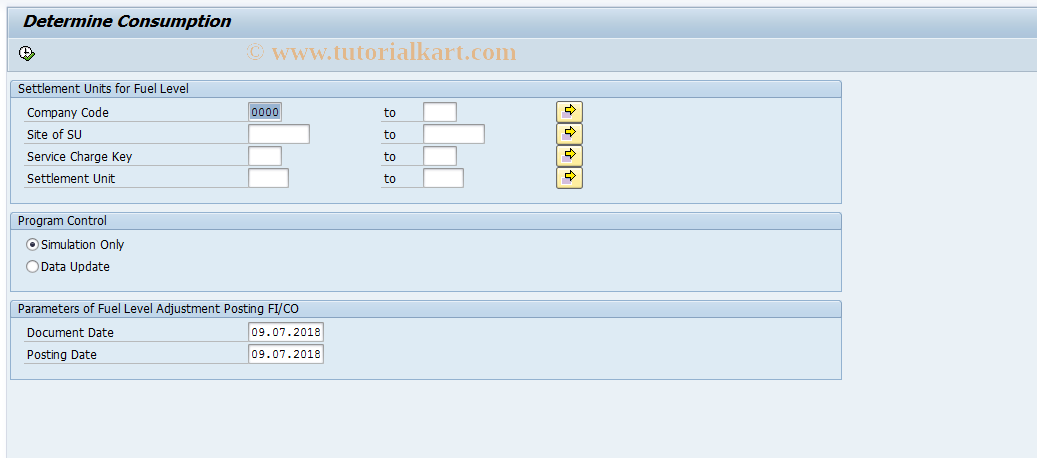 SAP TCode REXCFC - Determine Consumption