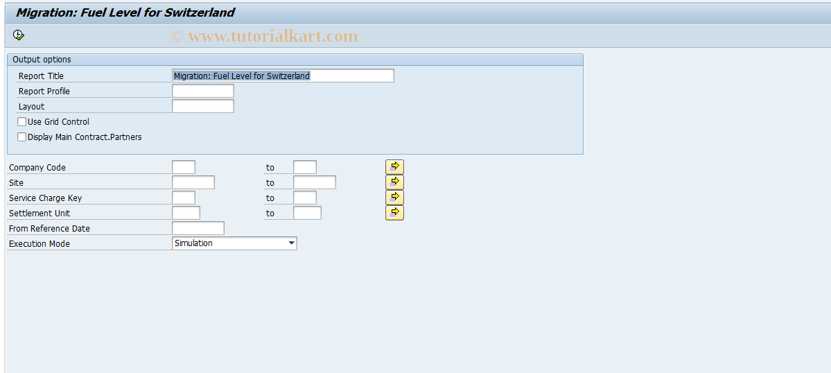 SAP TCode REXCFCMIFSCH - Migration: Fuel Level