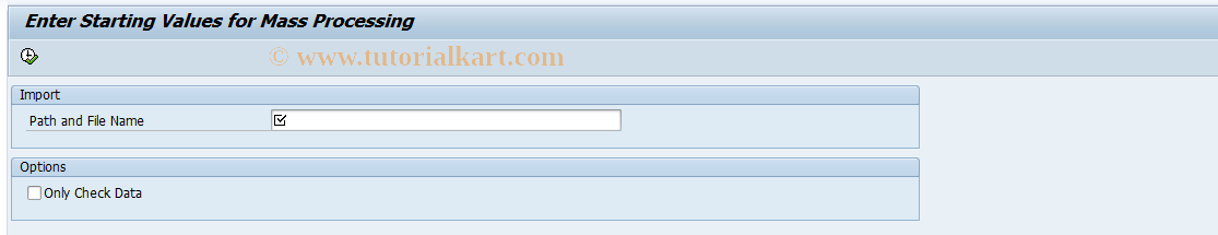 SAP TCode REXCFOB - Enter Mass Process. of Initial Level