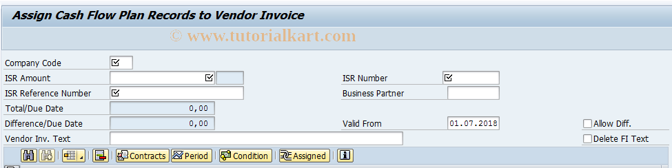 SAP TCode REXCRAESRASS - Assignment POR Vendor Invoice /Cash Flow