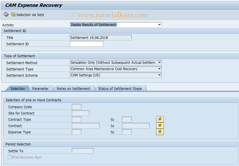 SAP TCode REYCSE - CAM Expense Recovery