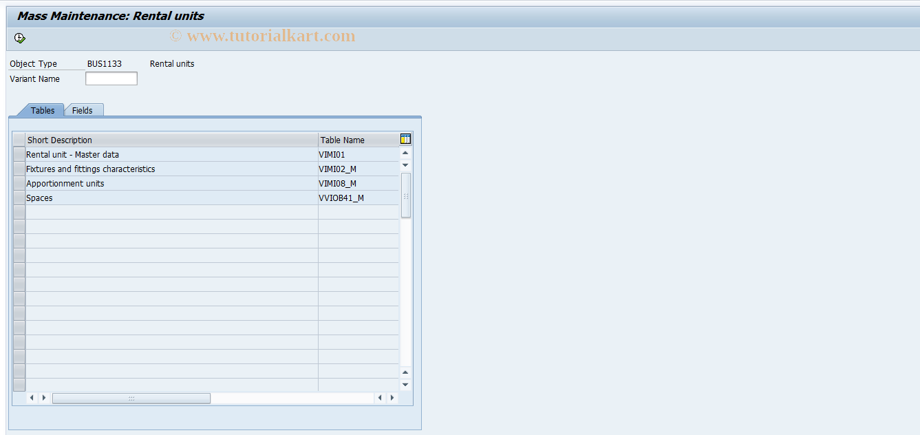 SAP TCode RE_MASS - Rental Unit Mass Change