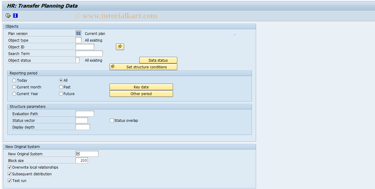 SAP TCode RE_RHALEORGMOVE - HR: Transfer Planning Data