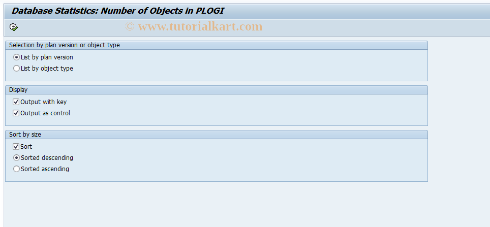 SAP TCode RE_RHDBST10 - Database Statistics: Number  of Objects