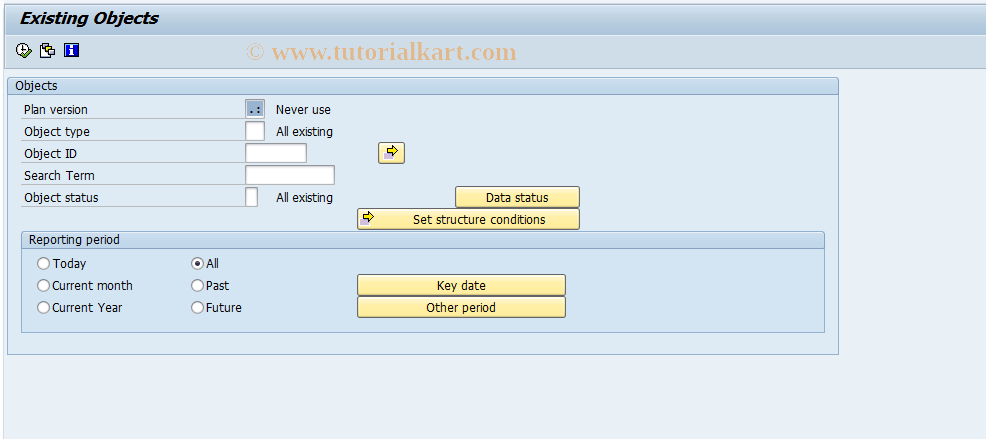 SAP TCode RE_RHEXIST0 - Existing Objects