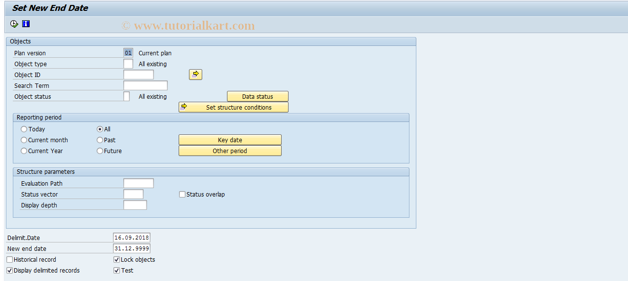 SAP TCode RE_RHGRENZ1 - Set New End Date