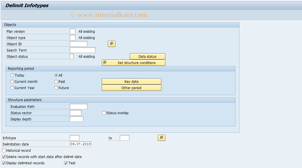 SAP TCode RE_RHGRENZ2 - Delimit Infotypes