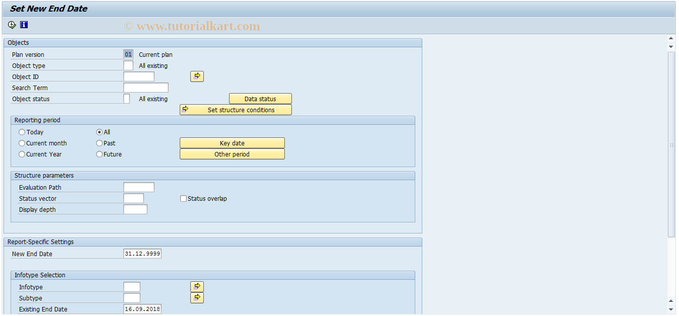 SAP TCode RE_RHGRENZ4 - Set new end date for infotypes