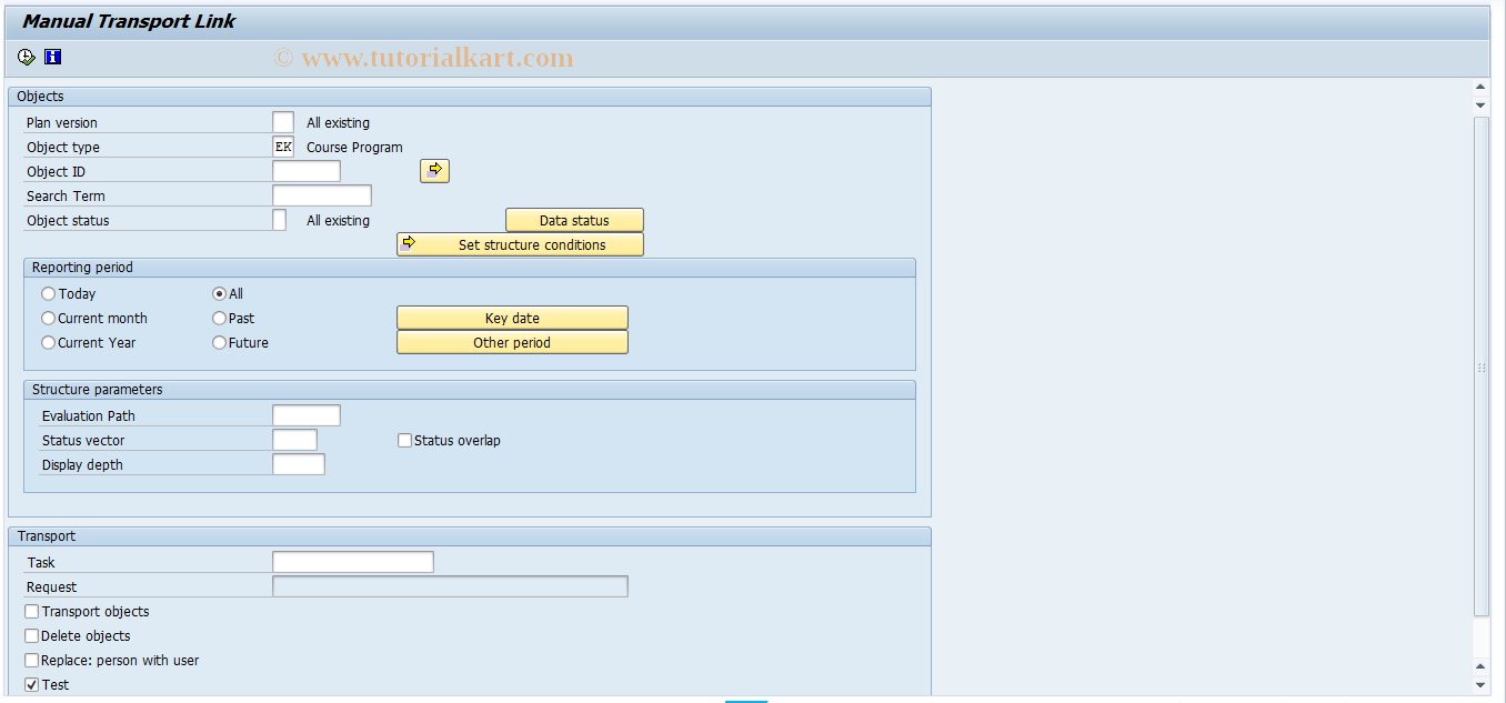 SAP TCode RE_RHMOVE30 - Manual Transport Link