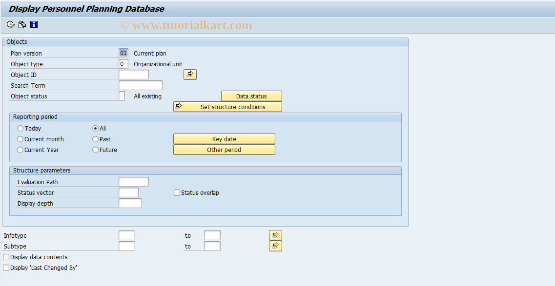 SAP TCode RE_RHRHAZ00 - Display PD Database Records