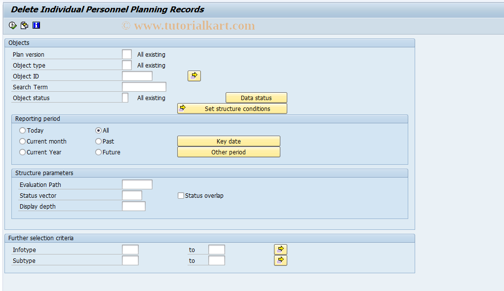 SAP TCode RE_RHRHDC00 - Delete HR Database Records via List