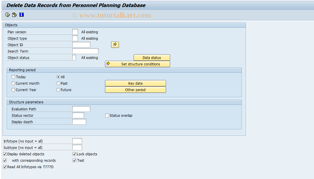 SAP TCode RE_RHRHDL00 - Delete PD Database Records